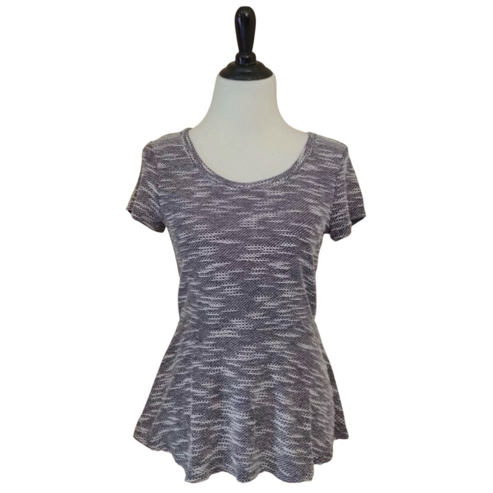 Black & White Peplum Top Woven Stretch Short Sleeve by Fervour from ModCloth S